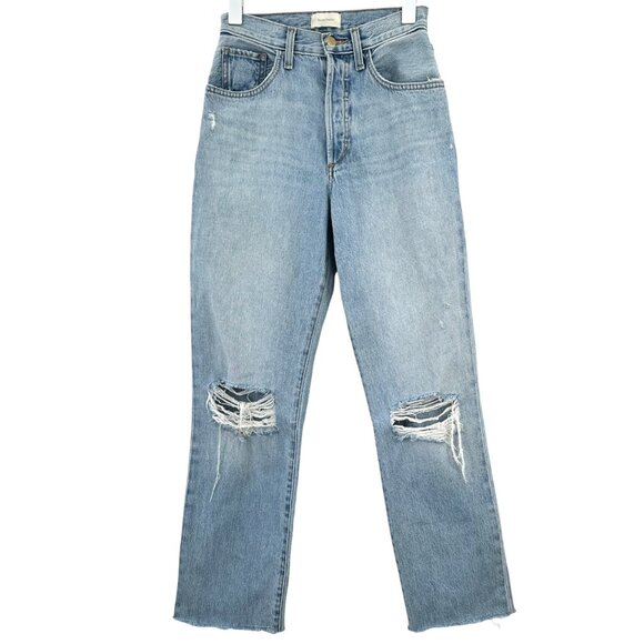 Favorite Daughter Denim - Favorite Daughter Light Wash Straight Leg High Rise Distressed Jeans sz 24